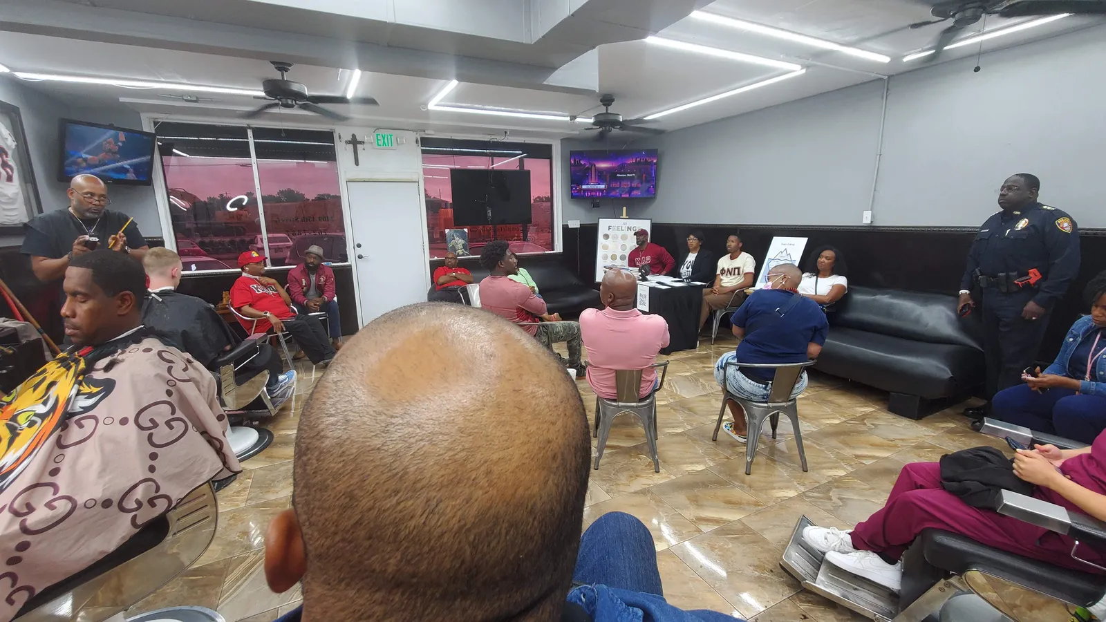 Mental health awareness event inside the shop